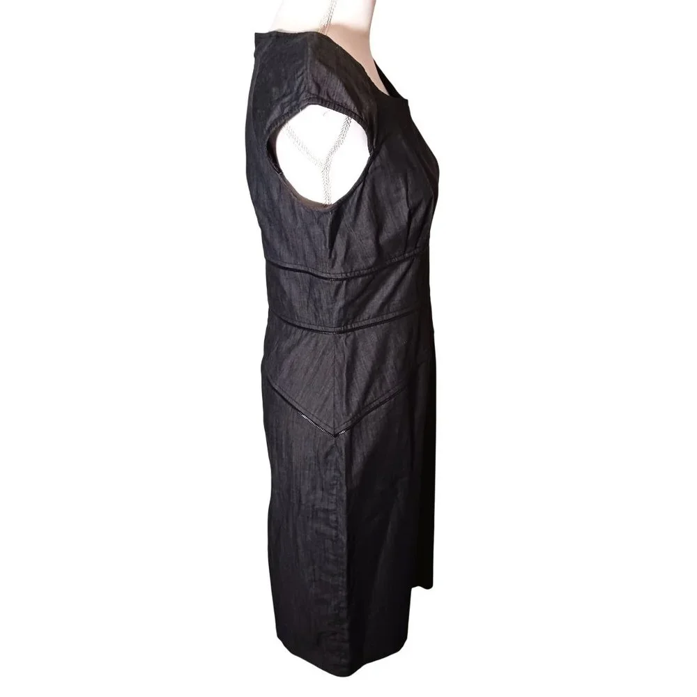 Calvin Klein Charcoal Grey Cotton Sheath Dress in Charcoal Grey Size‎ 6
